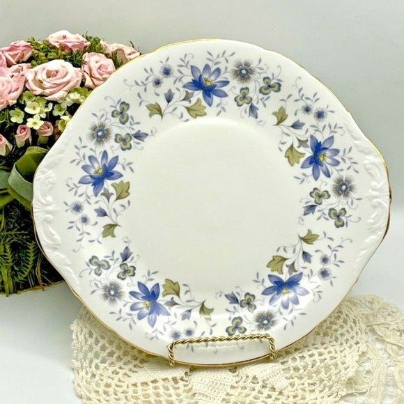 Handled Cake Plate Colclough Rhapsody in Blue 1970s England - Picture 3 of 6